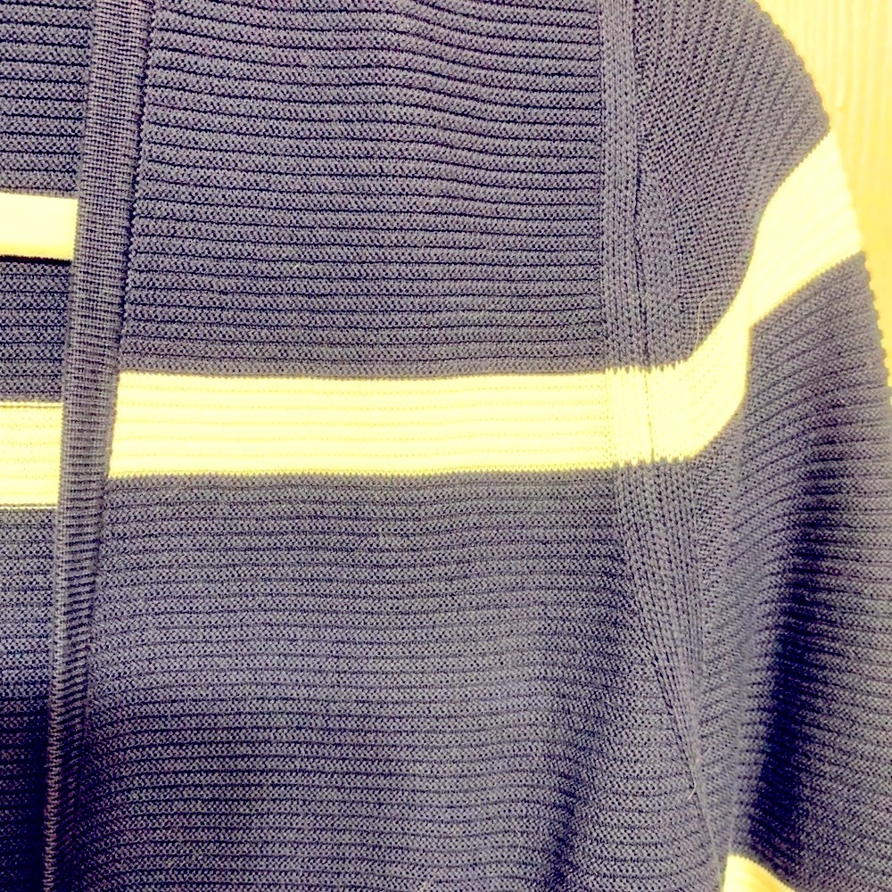 Navy & White Cotton Striped Cardigan, size M
